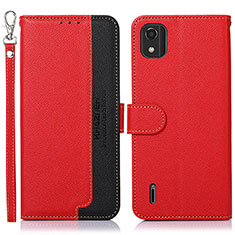 Custodia Portafoglio In Pelle Cover con Supporto A09D per Nokia C2 2nd Edition Rosso