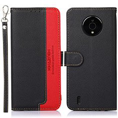 Custodia Portafoglio In Pelle Cover con Supporto A09D per Nokia C200 Nero