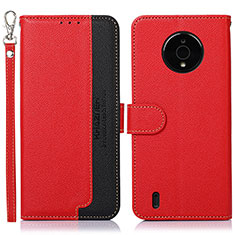 Custodia Portafoglio In Pelle Cover con Supporto A09D per Nokia C200 Rosso