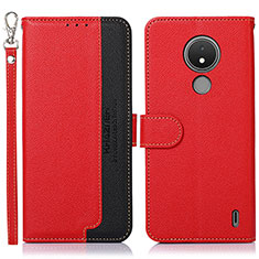 Custodia Portafoglio In Pelle Cover con Supporto A09D per Nokia C21 Rosso