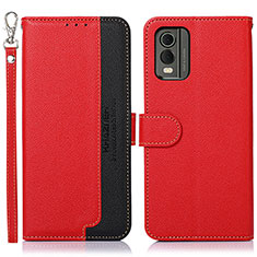 Custodia Portafoglio In Pelle Cover con Supporto A09D per Nokia C32 Rosso
