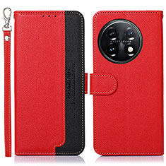 Custodia Portafoglio In Pelle Cover con Supporto A09D per OnePlus 11 5G Rosso