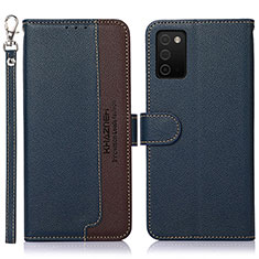 Custodia Portafoglio In Pelle Cover con Supporto A09D per Samsung Galaxy A02s Blu