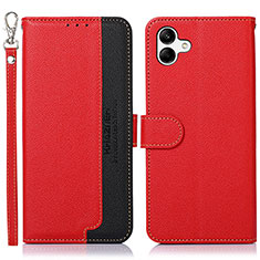 Custodia Portafoglio In Pelle Cover con Supporto A09D per Samsung Galaxy M04 Rosso