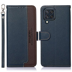 Custodia Portafoglio In Pelle Cover con Supporto A09D per Samsung Galaxy M32 4G Blu