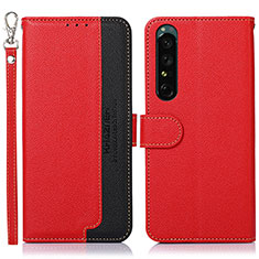 Custodia Portafoglio In Pelle Cover con Supporto A09D per Sony Xperia 1 V Rosso