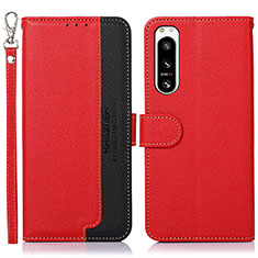 Custodia Portafoglio In Pelle Cover con Supporto A09D per Sony Xperia 5 IV Rosso