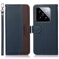 Custodia Portafoglio In Pelle Cover con Supporto A09D per Xiaomi Mi 14 5G Blu