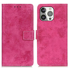 Custodia Portafoglio In Pelle Cover con Supporto A10 per Apple iPhone 13 Pro Max Rosa Caldo