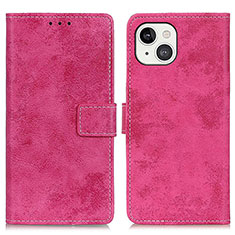 Custodia Portafoglio In Pelle Cover con Supporto A10 per Apple iPhone 14 Rosa Caldo
