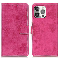 Custodia Portafoglio In Pelle Cover con Supporto A10 per Apple iPhone 15 Pro Rosa Caldo