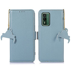 Custodia Portafoglio In Pelle Cover con Supporto A10D per Nokia XR21 Azzurro