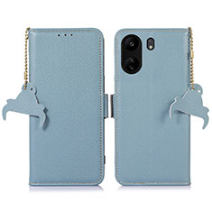 Custodia Portafoglio In Pelle Cover con Supporto A10D per Xiaomi Redmi 13C Azzurro