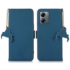 Custodia Portafoglio In Pelle Cover con Supporto A11D per Motorola Moto G14 Blu