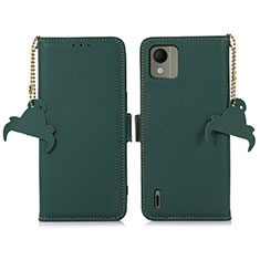 Custodia Portafoglio In Pelle Cover con Supporto A11D per Nokia C110 Verde