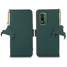 Custodia Portafoglio In Pelle Cover con Supporto A11D per Nokia XR21 Verde