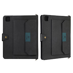 Custodia Portafoglio In Pelle Cover con Supporto AD1 per Apple iPad Pro 12.9 (2020) Nero