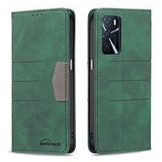 Custodia Portafoglio In Pelle Cover con Supporto B01F per Oppo A16 Verde