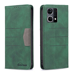 Custodia Portafoglio In Pelle Cover con Supporto B01F per Oppo Reno8 4G Verde