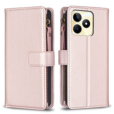 Custodia Portafoglio In Pelle Cover con Supporto B01F per Realme C51 Rosa