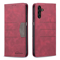 Custodia Portafoglio In Pelle Cover con Supporto B01F per Samsung Galaxy A04s Rosso