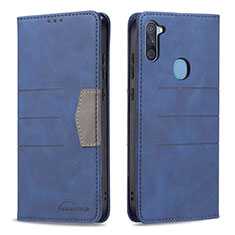 Custodia Portafoglio In Pelle Cover con Supporto B01F per Samsung Galaxy A11 Blu