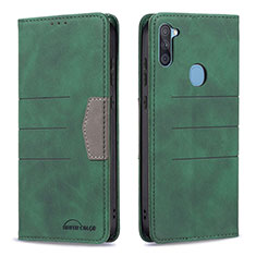 Custodia Portafoglio In Pelle Cover con Supporto B01F per Samsung Galaxy A11 Verde