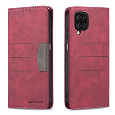 Custodia Portafoglio In Pelle Cover con Supporto B01F per Samsung Galaxy A12 5G Rosso