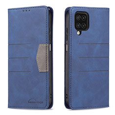 Custodia Portafoglio In Pelle Cover con Supporto B01F per Samsung Galaxy A12 Nacho Blu