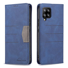 Custodia Portafoglio In Pelle Cover con Supporto B01F per Samsung Galaxy A42 5G Blu
