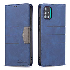 Custodia Portafoglio In Pelle Cover con Supporto B01F per Samsung Galaxy A51 4G Blu