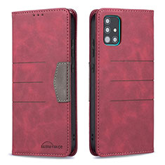 Custodia Portafoglio In Pelle Cover con Supporto B01F per Samsung Galaxy A51 4G Rosso