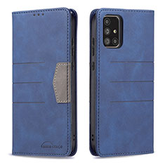 Custodia Portafoglio In Pelle Cover con Supporto B01F per Samsung Galaxy A71 4G A715 Blu