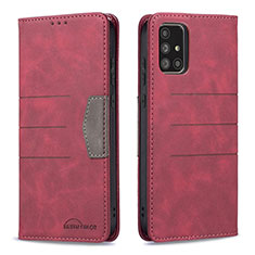 Custodia Portafoglio In Pelle Cover con Supporto B01F per Samsung Galaxy A71 5G Rosso
