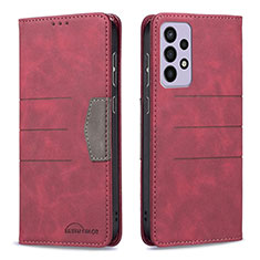 Custodia Portafoglio In Pelle Cover con Supporto B01F per Samsung Galaxy A73 5G Rosso