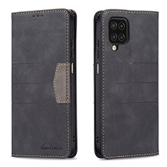 Custodia Portafoglio In Pelle Cover con Supporto B01F per Samsung Galaxy F12 Nero