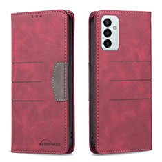 Custodia Portafoglio In Pelle Cover con Supporto B01F per Samsung Galaxy F23 5G Rosso