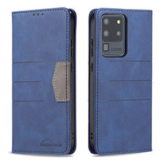 Custodia Portafoglio In Pelle Cover con Supporto B01F per Samsung Galaxy S20 Ultra 5G Blu
