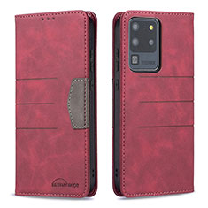 Custodia Portafoglio In Pelle Cover con Supporto B01F per Samsung Galaxy S20 Ultra 5G Rosso