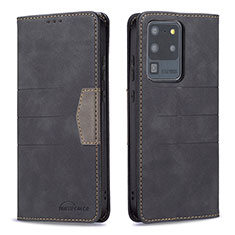 Custodia Portafoglio In Pelle Cover con Supporto B01F per Samsung Galaxy S20 Ultra Nero