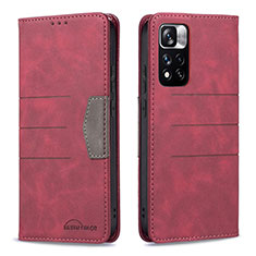 Custodia Portafoglio In Pelle Cover con Supporto B01F per Xiaomi Mi 11i 5G (2022) Rosso