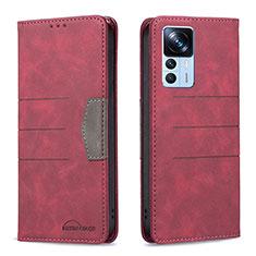 Custodia Portafoglio In Pelle Cover con Supporto B01F per Xiaomi Mi 12T 5G Rosso