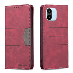 Custodia Portafoglio In Pelle Cover con Supporto B01F per Xiaomi Poco C51 Rosso