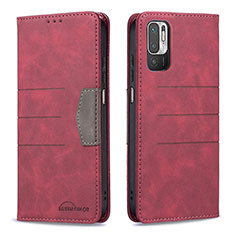 Custodia Portafoglio In Pelle Cover con Supporto B01F per Xiaomi POCO M3 Pro 5G Rosso