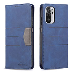 Custodia Portafoglio In Pelle Cover con Supporto B01F per Xiaomi Poco M5S Blu