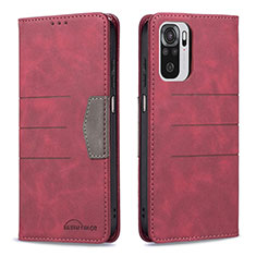 Custodia Portafoglio In Pelle Cover con Supporto B01F per Xiaomi Poco M5S Rosso