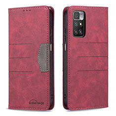 Custodia Portafoglio In Pelle Cover con Supporto B01F per Xiaomi Redmi 10 (2022) Rosso
