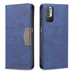 Custodia Portafoglio In Pelle Cover con Supporto B01F per Xiaomi Redmi Note 10 5G Blu