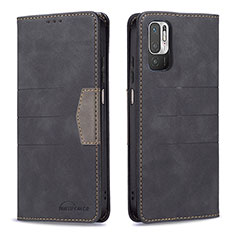 Custodia Portafoglio In Pelle Cover con Supporto B01F per Xiaomi Redmi Note 10 5G Nero