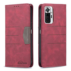 Custodia Portafoglio In Pelle Cover con Supporto B01F per Xiaomi Redmi Note 10 Pro 4G Rosso